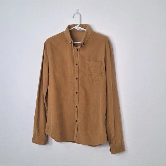 Reverb Mens Corduroy Shirt Sz XL Button Down Western Cowboy 70s Rodeo Camel - Picture 3 of 11